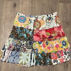Bay Studio Multicolor Patchwork A-Line Skirt